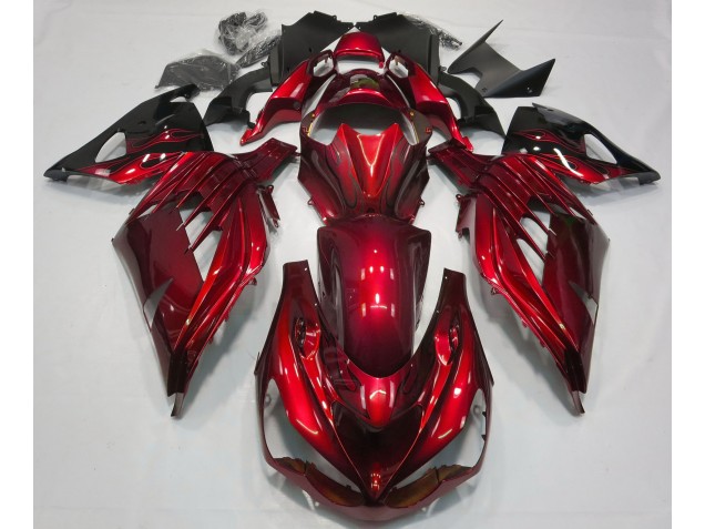 2012-2021 Rouge Feu Brillant Kawasaki ZX14R Carénage Moto 2012-2021 Rouge Feu Brillant Kawasaki ZX14R Carénage Moto