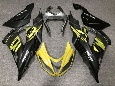 2013-2018 Noir Brillant & Jaune Kawasaki ZX6R Carénage Moto