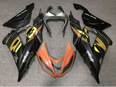 2013-2018 Noir Brillant & Orange Kawasaki ZX6R Carénage Moto