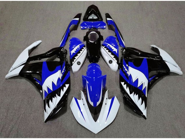 2015-2018 Requin Blanc & Bleu Yamaha R3 Carénage Moto 2015-2018 Requin Blanc & Bleu Yamaha R3 Carénage Moto