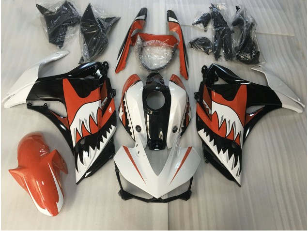 2015-2018 Requin Orange & Blanc Yamaha R3 Carénage Moto 2015-2018 Requin Orange & Blanc Yamaha R3 Carénage Moto