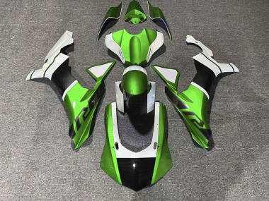 2015-2019 Accents Verts & Fibre De Carbone Yamaha R1 Carénage Moto