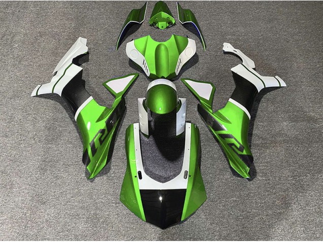 2015-2019 Accents Verts & Fibre De Carbone Yamaha R1 Carénage Moto 2015-2019 Accents Verts & Fibre De Carbone Yamaha R1 Carénage Moto