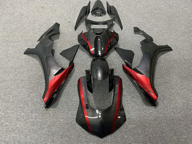2015-2019 Fibre De Carbone Style & Rouge Yamaha R1 Carénage Moto