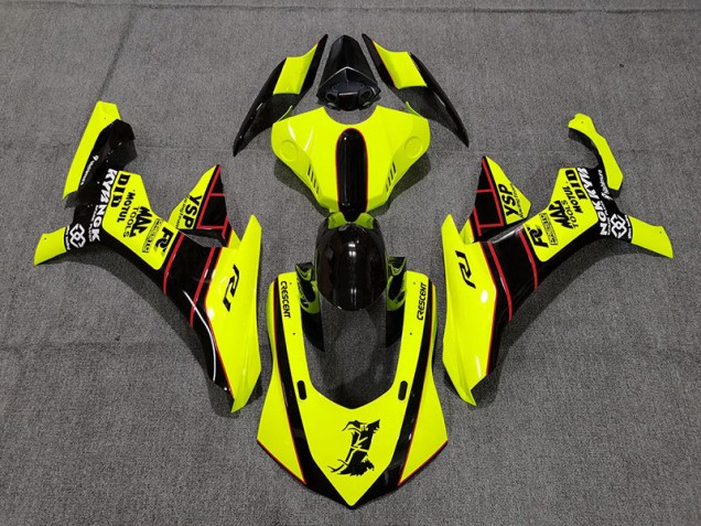2015-2019 Floro Jaune & Noir Yamaha R1 Carénage Moto 2015-2019 Floro Jaune & Noir Yamaha R1 Carénage Moto