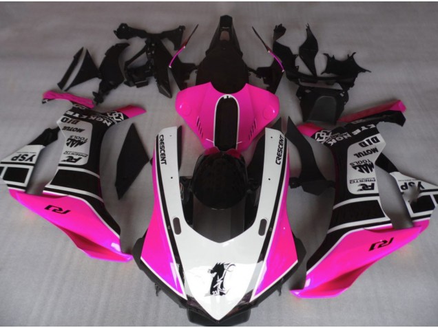 2015-2019 Rose Brillant & Blanc Yamaha R1 Carénage Moto 2015-2019 Rose Brillant & Blanc Yamaha R1 Carénage Moto