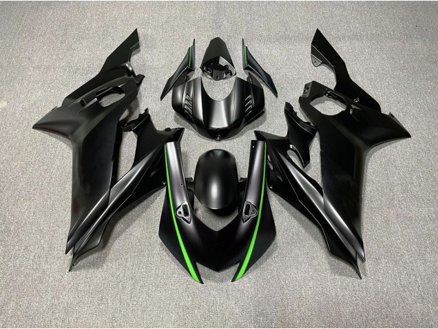 2017-2021 Accents De Noir Mat & De Vert Yamaha R6 Carénage Moto 2017-2021 Accents De Noir Mat & De Vert Yamaha R6 Carénage Moto
