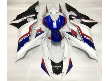 2017-2021 Blanc Brillant & Bleu Profond Yamaha R6 Carénage Moto