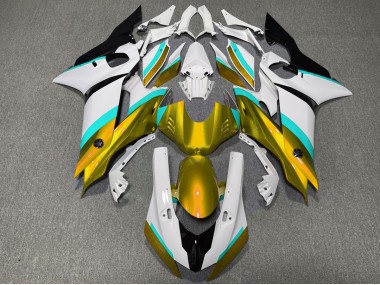 2017-2021 Brillant Doré & Bleu Clair Yamaha R6 Carénage Moto