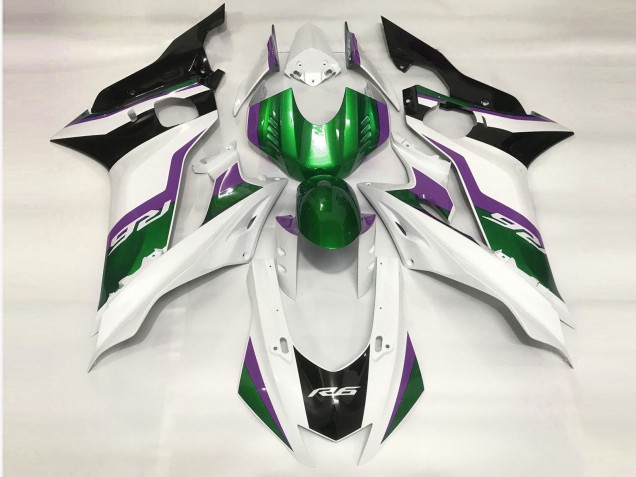 2017-2021 Vert & Blanc Brillant Yamaha R6 Carénage Moto 2017-2021 Vert & Blanc Brillant Yamaha R6 Carénage Moto