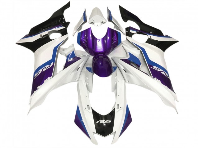 2017-2021 Violet & Blanc Brillant Yamaha R6 Carénage Moto 2017-2021 Violet & Blanc Brillant Yamaha R6 Carénage Moto