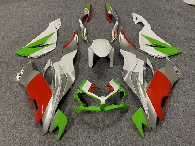 2019-2023 Personnalisé Rouge / Vert & Argent Kawasaki ZX6R Carénage Moto 2019-2023 Personnalisé Rouge / Vert & Argent Kawasaki ZX6R Carénage Moto